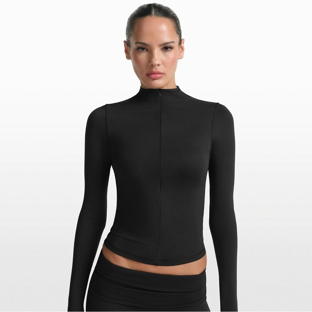 Stretch Cotton Jersey Turtleneck Top Size XS - Picture 3 of 9